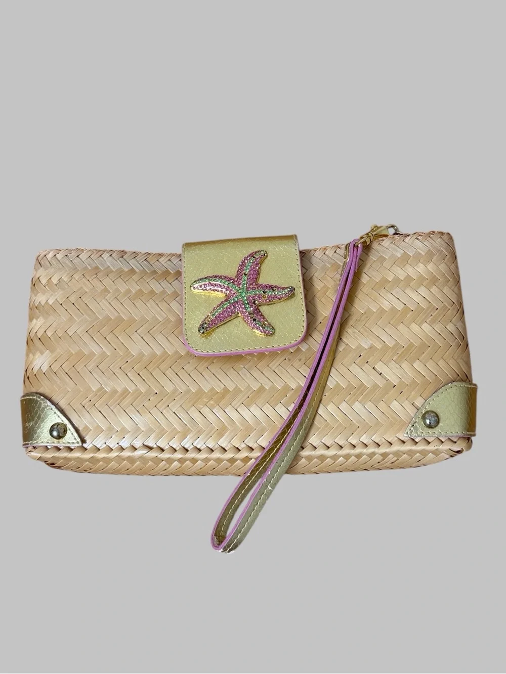 Lilly Pulitzer Vintage Rare Straw Starfish Wristlet